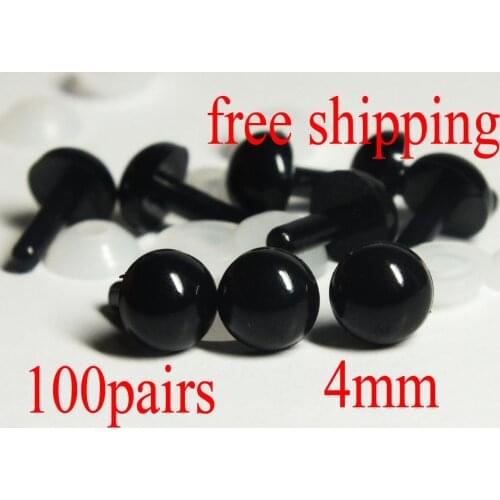 4mm Black Plastic Safety Eyes 100pairs Black Toy Doll DIY Making Craft Eyes