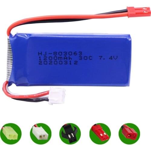 7.4V 1200mAh 803063 Lipo battery For Yi zhang X6 H16 MJX X101 X102 RC Quadcopter Drone 7.4V 30C 2S lipo battery toys accessories
