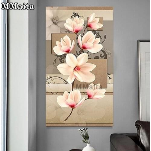 5d Diy Diamond Painting Pink Magnolia 5d Needlework Diamond Embroidery Mosaic Home Decor Handmade Picture Of Rhinestones GG5644