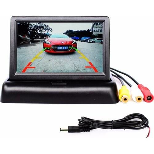 Car LCD Monitor 5 inch Foldable Color LCD Monitor for Car Rear view Camera With 2 AV Output Parking System