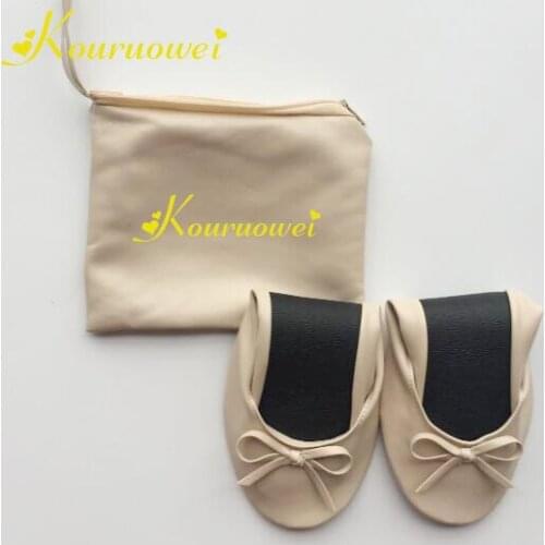 Free shipping! Brand Factory Women Folding Up Black pu Ballerina Flats Shoes