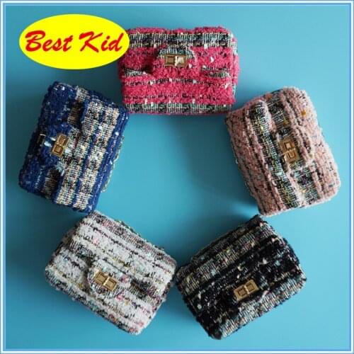 BestKid Bags! Tweed Classic Stylish bags for Childrens Baby girls Christmas gift Little baby girls purse KID Mini bags SMT019
