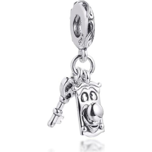 Spring Alice Key Door Knob Dangle Charm Fits Snake Chain Bracelets & Bangle Sterling Silver Beads For Jewelry Making Charms