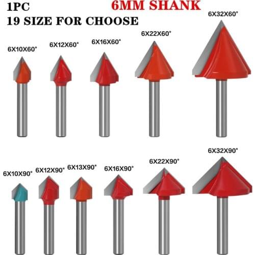1pc 6mm Shank 60 90 120 150 Degrees V Groove Wood Router Bit Solid Carbide End Mill Woodworking Tools
