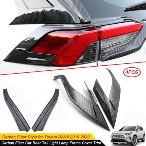 Carbon Fiber Texture Rear Tail Light Lamp Cover Trim For Toyota RAV4 2019-2021 car accessories
