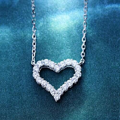 Kindey Fashion Real Silver Color Hollow Heart Choker Necklaces for Women Statement Jewelry Girls Christmas Gift