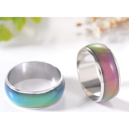 2016 Silver Color Changing Mood Rings Temperature Emotion Feeling Rings For Women/Men HOT Hobbit Fine Jewelry 1Pieces 0.6cm Wide