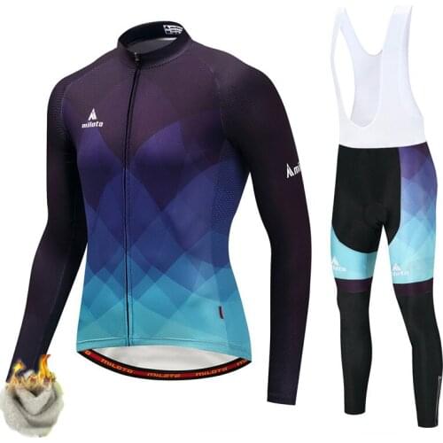 Miloto Pro Team Winter Cycling Jersey Set Thermal Fleece Ropa Ciclismo Invierno MTB Bicycle Clothing Windproof Bike Wear Clothes