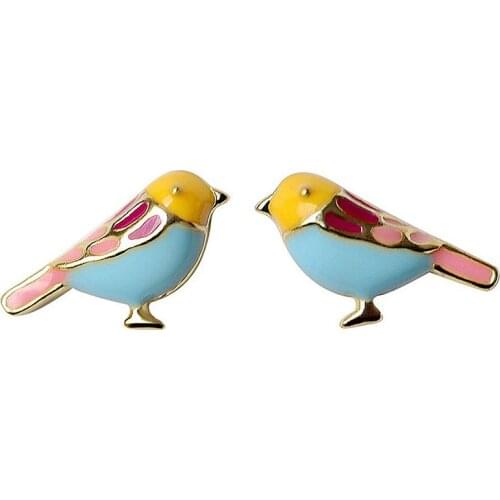 Cute Bird Stud Earrings for Women Girls Tiny Small Animal Pet Enameled Jewelry Earrings