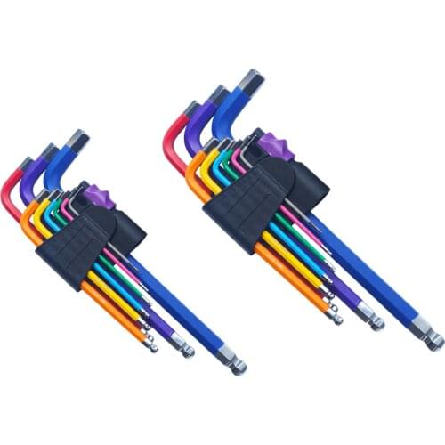 9PCS Hex Key Set Ball End Hex Key Set Folding Hex Key Wrench Tool Set with Notched End Durable Color Hex L-Wrench Tools Kit