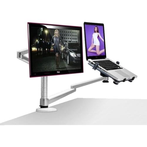 Dsupport OA-7X Desktop Dual Arm 25inch LCD Monior Holder+ Laptop Holder Stand Table Full Motion Dual Monitor Mount Arm Stand