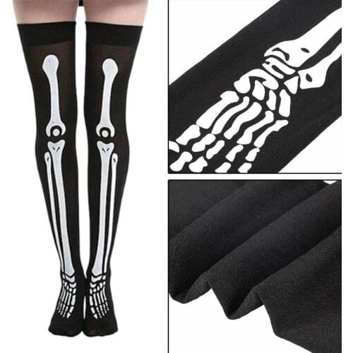 Halloween Stockings Skeleton Socks Harajuku Gothic Punk Skull Printed Bloody Carnival Halloween Party Easter Decor Knee High #S