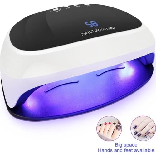 Newest 72W High Power Nail Lamp With Timer Button Smart Sensor LCD Screen Large Space Nail Dryer Led UV Lamps