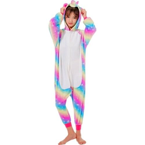 Boys Girls Pajamas Sets Panda Unicorn Pajamas For Women Pijimas Onesie Adults Animal Sleepwear Winter Warm Pyjamas Kids Homewear