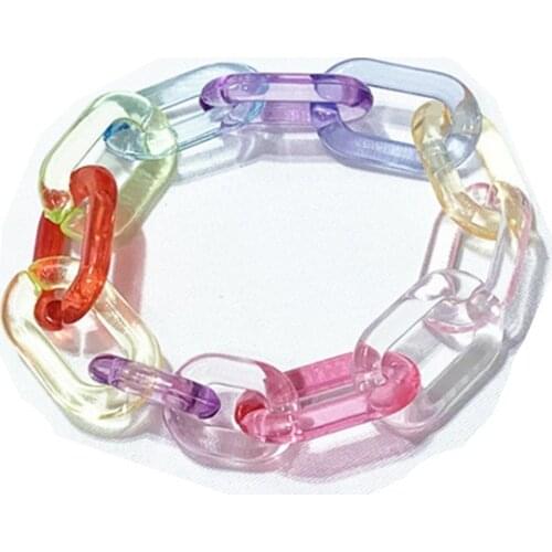 Plastic pastel bracelets forr women colorful acrylic chunky chain bracelet harajuku cute summer holiday bracelet y2k jewelry