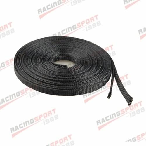 30m(100FT) 13mm Blk Expandable Wire Cable Sleeving Sheathing Braided Loom Tubing