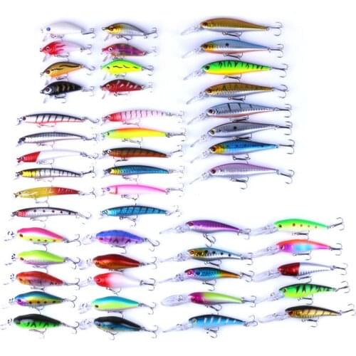 Hot 48pcs/set Fishing Lure Mixed 5 Model Minnow Lure Bait Artificial Professional Crank Bait Fishing Wobblers Fishing Tackle