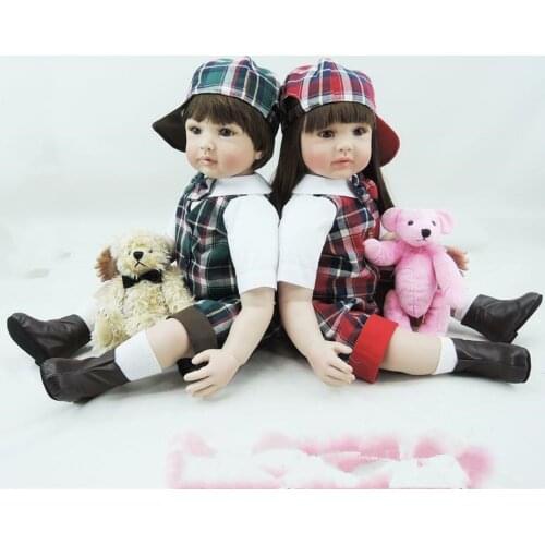 Toddler Bebe Reborn Baby Twins Girl Boy Doll 22'' Realistic Vinyl Alive Kid Gift Silicone Fashion Doll Interactive Dolls