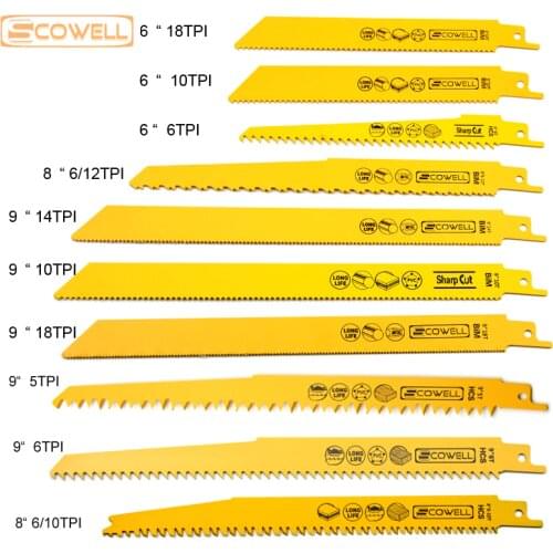 30% Off 5pcs/lot 6"8"9"12" HSS Bi-metal Reciprocating Saw Blades for Metal Wood Cutting,Best Jigsaw Blades 5T/6T/10T/14T/18T