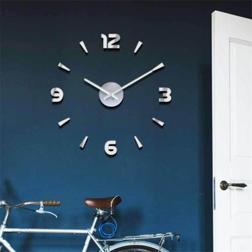 Modern Design Acrylic Mute Big Wall Clock Self-adhesive Paper Diy 3d Wall Clock Numbers For Kids Living Room Decoration