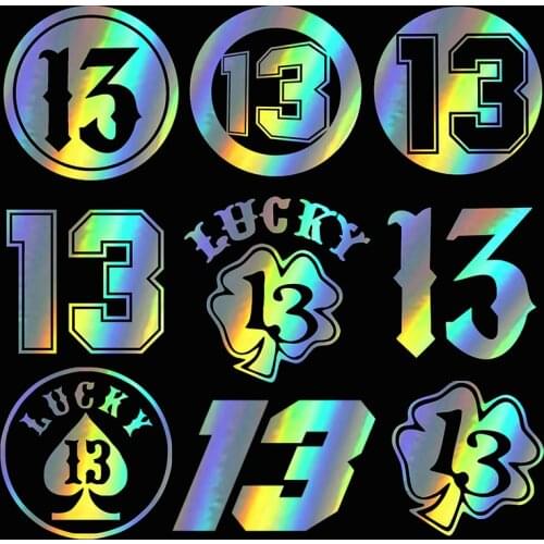 DecalsMe Funny In Circle Racing Number 13 Vinyl Motorcyclecar Sticker Reflective Waterproof Car Decal Motorcycle Acarccessories
