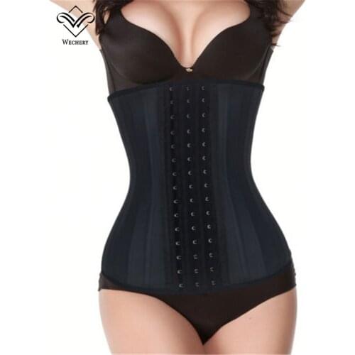 Wechery Latex Corset 25 Steel Boned Corselet Corset and Bustiers Corsage Plus Size Underbust Corset Waist Cincher Modeling Strap