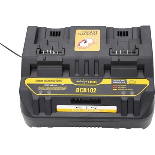 DCB102 Li-ion Battery Charger Rapid 2 Slide Port 4A Charging Current USB 2A Out DCB200 DCB140 For Dewalt 14.4V 18V Lithium Tool