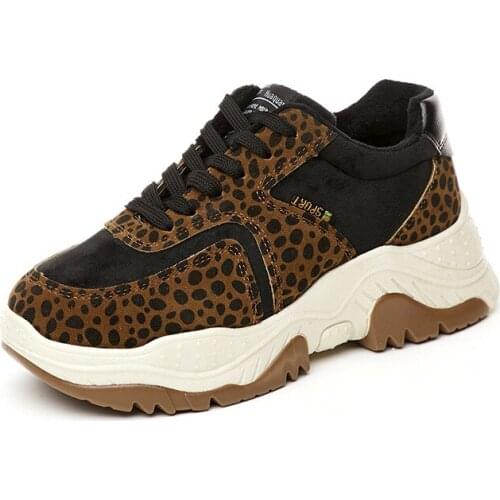 Women Casual Shoes Sneakers Leopard Platform Lace Up Fashion Ladies Mixed Color Female New Comfortable Walking Shoes O1-32