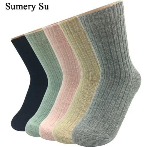 5 Pairs/Lot Wool Socks Women Thick Winter Warm Cashmere Socks Ladies Girls