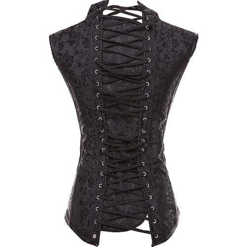 Vest Waist Trainer Gothic Jacket Corselet High Quality Straps 5 Rows Locking Steampunk Corset Brocade Body Shapewear Clothing