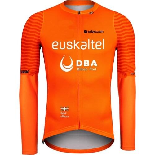 WINTER FLEECE THERMAL 2020 EUSKALTEL DBA PRO TEAM ORANGE ONLY LONG SLEEVE CYCLING JERSEY CYCLING WEAR ROPA CICLISMO SIZE XS-4XL