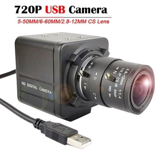 1280*720 HD USB Webcam 5-50mm 2.8-12mm Varifocal Zoom Lens 1.0MP CMOS Surveillance Machine Vision UVC Plug Play USB Web Camera