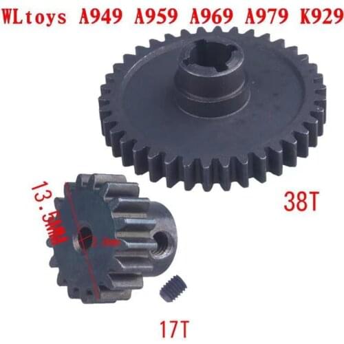 17T Motor Pinion Gear & 38T Reduction Diff Main Gear for WLtoys RC 1/18 A959 A949 A969 A979 K929 RC Car Buggy Upgrade Parts