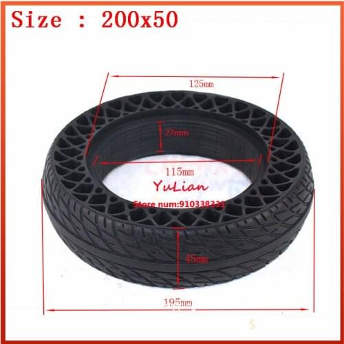 200x50 Tire Solid Tubeless Tiyre for Electric Scooter Balance Car 8-inch Explosion-proof Hollow Tire High Elasticity