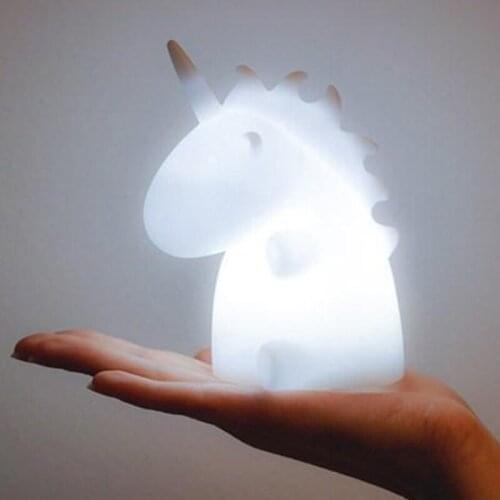 2018 New Fashion Unicorn Ambient LED Night Light Desk Lamp Baby Kids Bedroom Home Decor Gift White/Multicolor Night Lamp