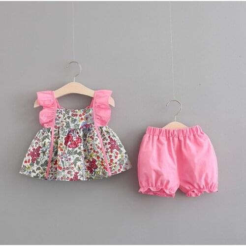 2021 1st babys birthday girls summer clothes sets floral sling top + shorts suits for newborn baby girls outfit clothing sets