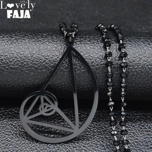 2021Trendy Black Color Triangle Stainless Steel Necklace - Fibonacci - Ratio Pendant (3.5mm) size With 60cm Chain Jewelry N1935