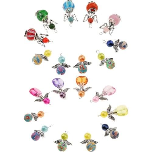 20x Acrylic Pearl Clay Angel Wing Charms Findings Jewelry Making Accessories