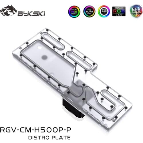 BYKSKI Acrylic Board Water Channel Solution use for CoolerMaster H500M/500P Computer Case for CPU and GPU Block / 3PIN RGB Light