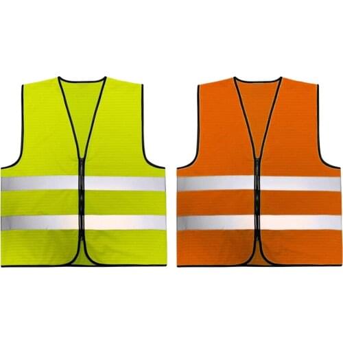 Anti-static High Visibility Zipper Front Safety Vest With Reflective Strips, Premium, 2 Colors Optional