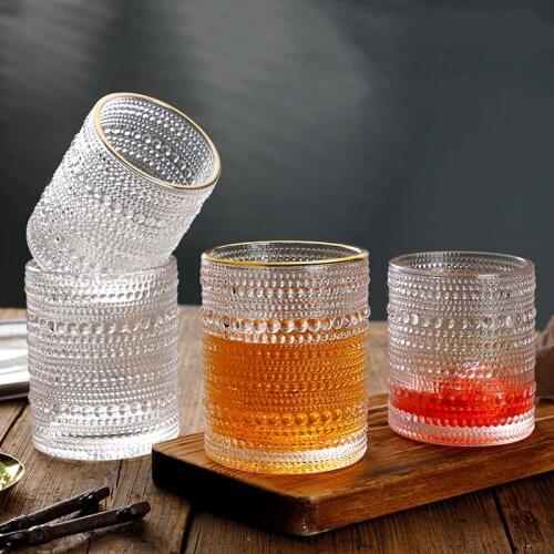 Cocktail Glass Vintage Beaded Water Glass Iced Beverage Glasses Juice Cup
