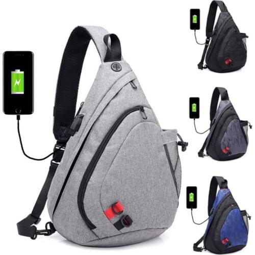 Large Capacity USB Charging Chest Bag For Mens Women Sling messenger Bag Casual waterproof Crossbody Bags Fashion Waist Pack