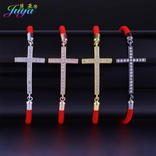 Gold//Rose Gold Jesus Christian Cross Charm Bracelets With Adjustable Rope Chains Bracelets For Women Men Gift Handmade