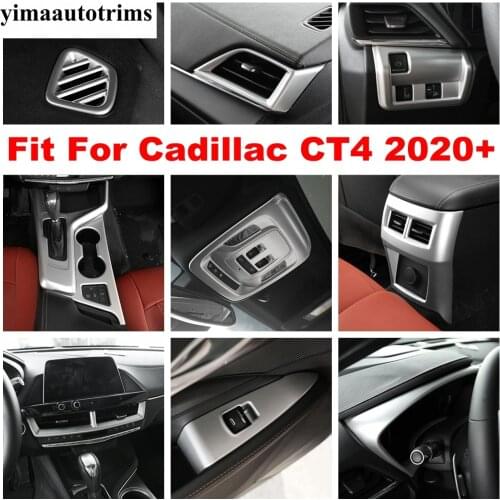 Central Control / Water Cup Holder / Steering Wheel / Window Lift Button Panel Matte Cover Trim Fit For Cadillac CT4 2020 2021