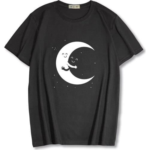Summer 100% cotton o-neck Men t-shirt Funny Moon Print Men tshirt casual unisex t-shirt tops Quality streetwear Mens clothing