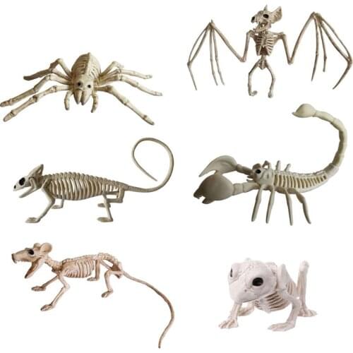 Halloween Decoration Animal Skeleton Creepy Spider Bat Mouse Lizard Bones Ornaments Haunted House Props