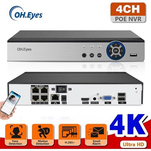 OH.EYES H.265 4K POE NVR Security IP Camera video Surveillance CCTV System ONVIF 4MP 5MP 8MP Network Video Recorder 4CH