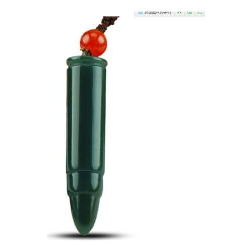 Chinas Xinjiang Hetian Jade Hand-carved Bullet Shaped Pendant Necklace Wholesale