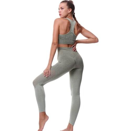 Yoga Sets Women Gym Sports Set Elastic Sports Hight Waist Leggings Sportswear Workout Sets Women Yoga Sets Women Gym Sports Set