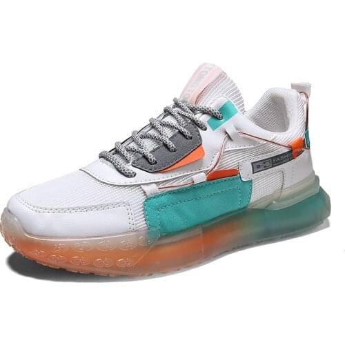 New Sports Running Shoes Outdoor Lace-up Breathable Mesh Shoes Non-slip Round-toe Low-top Thick-soled Casual Mens Shoes